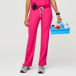 NWOT Shocking Pink Figs Kade Cargo scrub pants